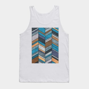 Colorful Concrete Chevron Pattern - Blue, Grey, Brown Tank Top